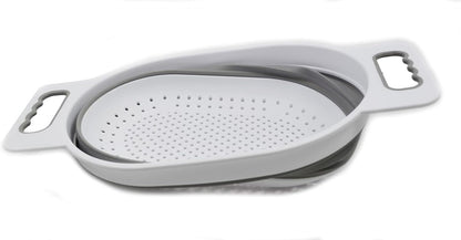 SAMMART 5L (1.3 gallon) Over The Sink Oval Colander (1, Grey/Fluorescent Green)