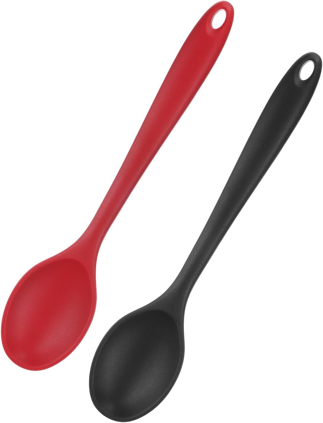 M METERXITY 2-Pack Silicone Cooking Spoons, 10.6" Mixing Nonstick Slotted and Solid Serving Spoons, Heat Resistant Utensils for Kitchen/Cooking/Baking/Stirring