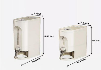 IEEK 25 Lbs Rice Dispenser, Large Cereal Dry Food Storage Containers with Measuring Cup and Lid,Moisture Proof Airtight Food Dispenser Bucket for Rice,Corn,Coffee Bean,Grain,Soybean and Oatmeal,White