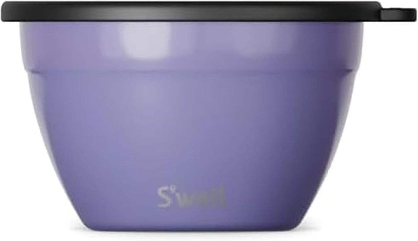S'well Stainless Steel Salad Bowl Kit 64oz, Peacock Blue, Comes with 2oz Mini Canister and Removable Tray for Organization, Leakproof, Easy to Clean, Dishwasher Safe
