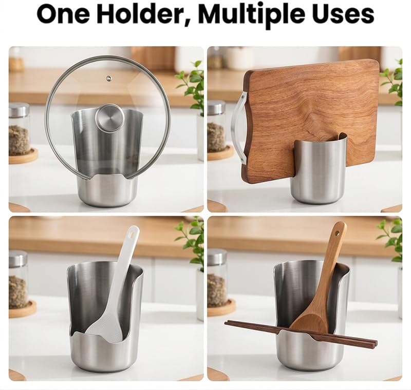 Stainless Steel Utensil Holder and Spoon Rest for Kitchen Counter，