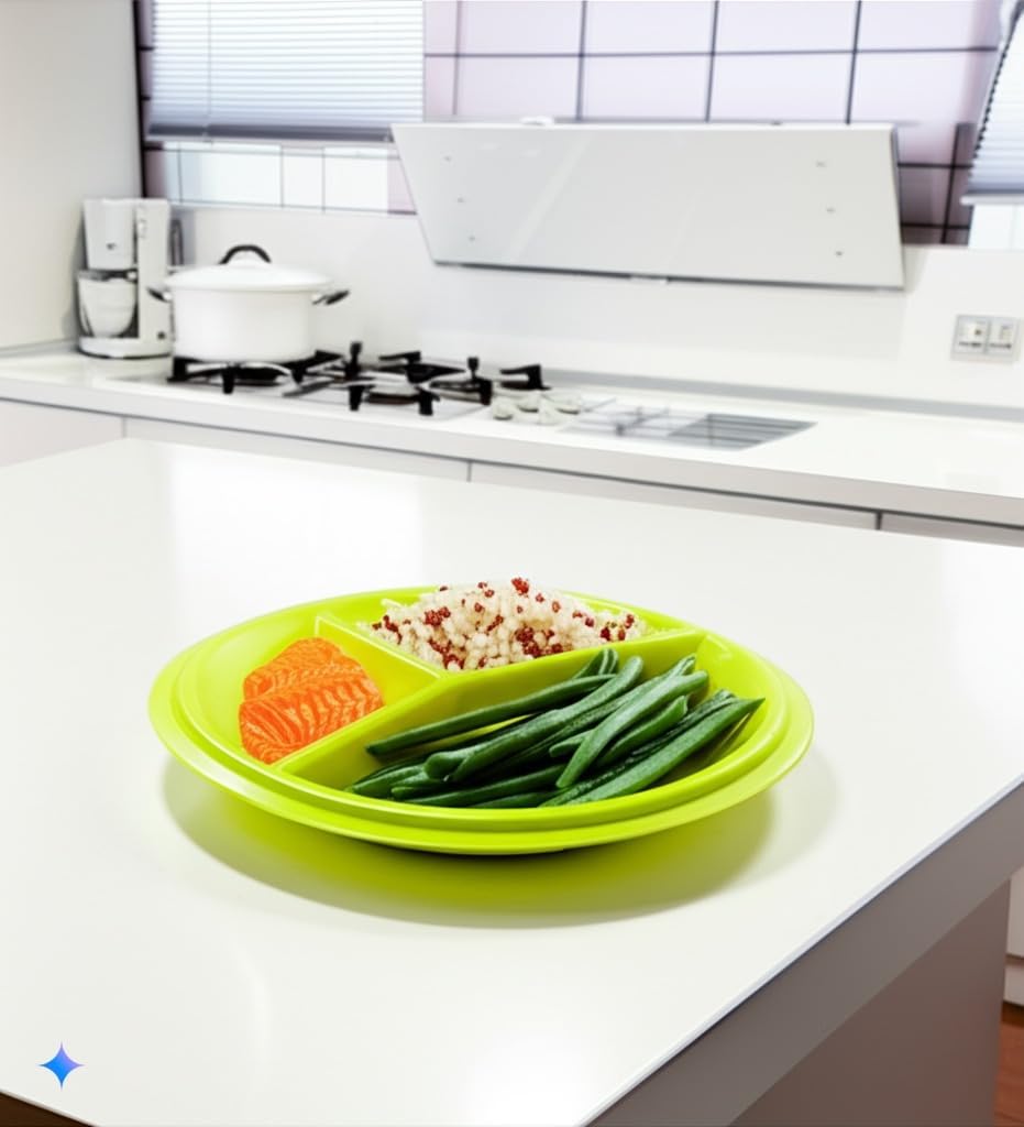 BNYD Portion Control Lunch Container with Lid – Travel Food Storage for Meal Prep, Bento Box Style, Divided Microwave Safe Dish (Set of 3)