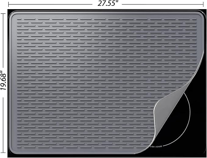 YUHFERA Stove Top Cover for Electric Stove - Silicone Stove Mat for Glass Top, Glass Cooktop Protector For Kitchen,Multi-functional Oven Covers for Electric Stove (Black,28 x 20)