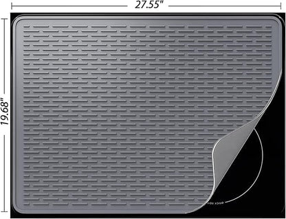 YUHFERA Stove Top Cover for Electric Stove - Silicone Stove Mat for Glass Top, Glass Cooktop Protector For Kitchen,Multi-functional Oven Covers for Electric Stove (Black,28 x 20)