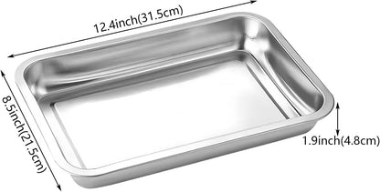3Pcs Stainless Steel Breading Trays Set, Breading Dishes for Chicken Breasts, Marinating Meat and Prepping Meals (10.4" x 7.7" x 1.9")