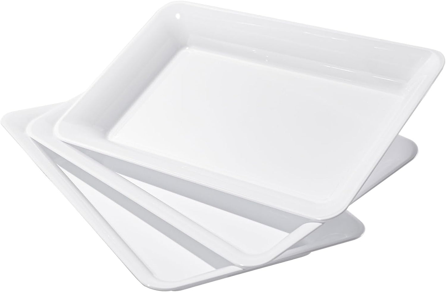 6-Pack 14" x 9" Clear Large Plastic Serving Trays, Reusable Serving Platters for Dessert, Fruit, Snacks, Cookies, Heavy Duty Food Serving Tray for Kitchen, Party