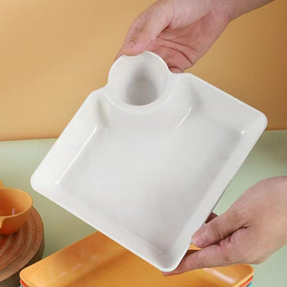 4 Pcs Chips and Salsa Serving Dish Plates, Veggie Platter Dipping Serving Trays with Sauce Rack for Buffet Family Party Appetizer Sushi Taco Salsa Charcuterie Barbecue Plate, Reusable (White 4PCS)