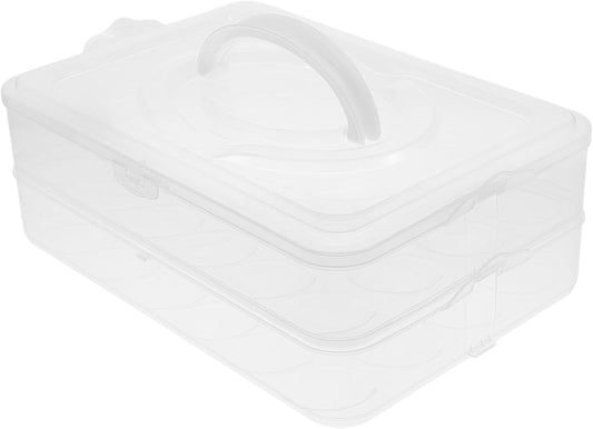 2layer Stackable Carrier with Lid Refrigerator Storage Box Portable and Secure Design for Parties and Kitchen Use Easy to Carry with Handle