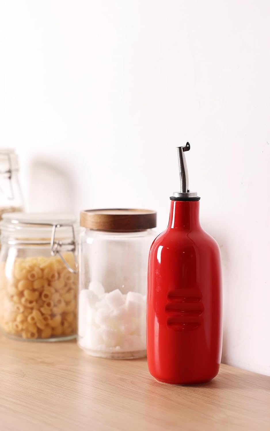 Farmhouse Ceramic Oil and Vinegar Dispenser Bottle Set (White)