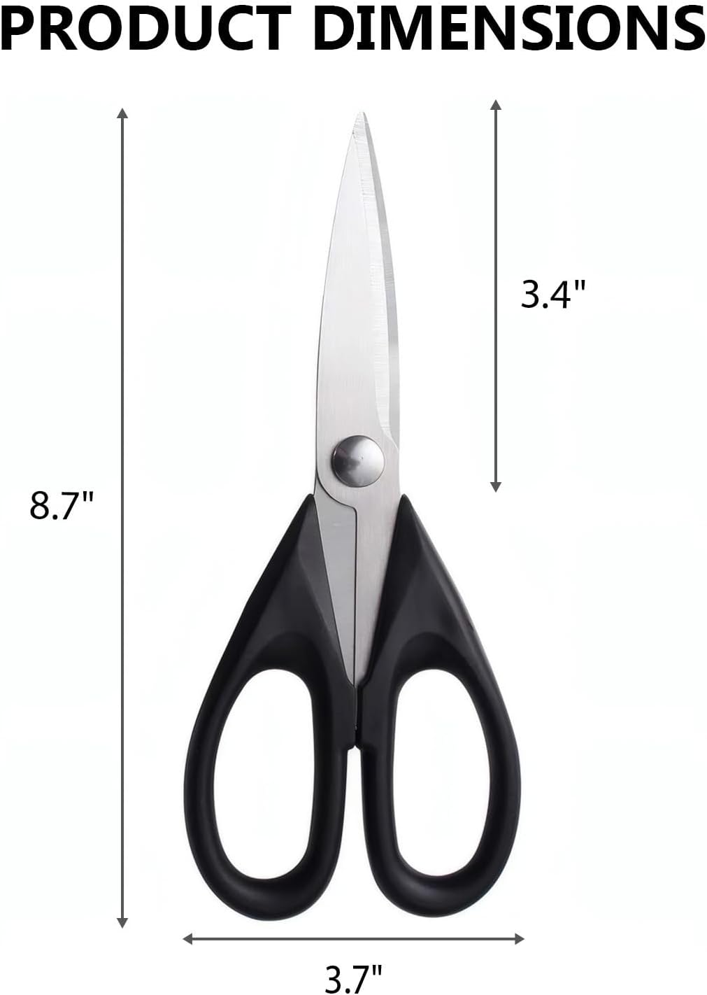 Multipurpose Kitchen Shears, 8.7" Professional Heavy-Duty Scissors, Dishwasher Safe, Rust-Resistant Stainless Steel, Ergonomic Soft Grip Handles for Cooking and Home Use