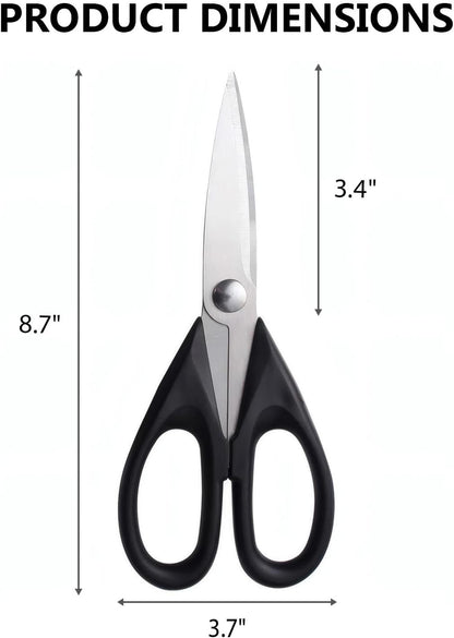Multipurpose Kitchen Shears, 8.7" Professional Heavy-Duty Scissors, Dishwasher Safe, Rust-Resistant Stainless Steel, Ergonomic Soft Grip Handles for Cooking and Home Use