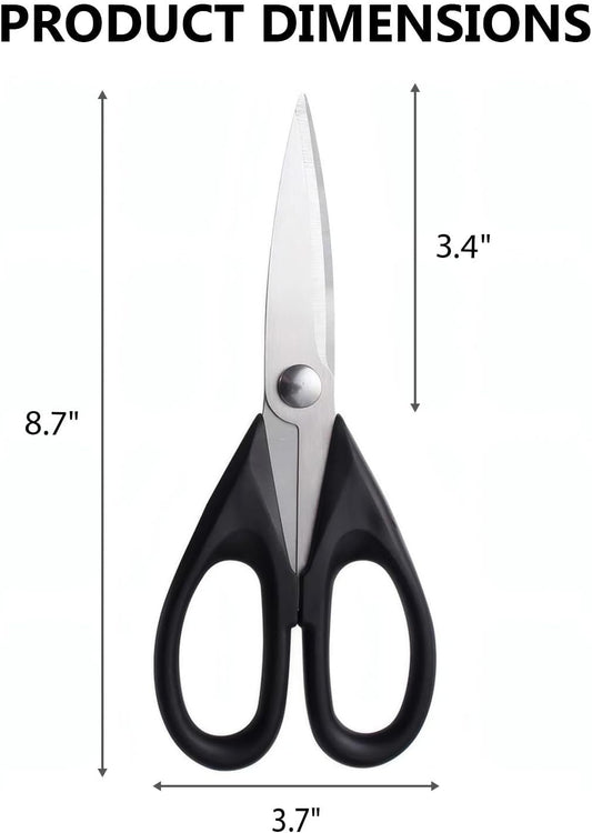 Multipurpose Kitchen Shears, 8.7" Professional Heavy-Duty Scissors, Dishwasher Safe, Rust-Resistant Stainless Steel, Ergonomic Soft Grip Handles for Cooking and Home Use