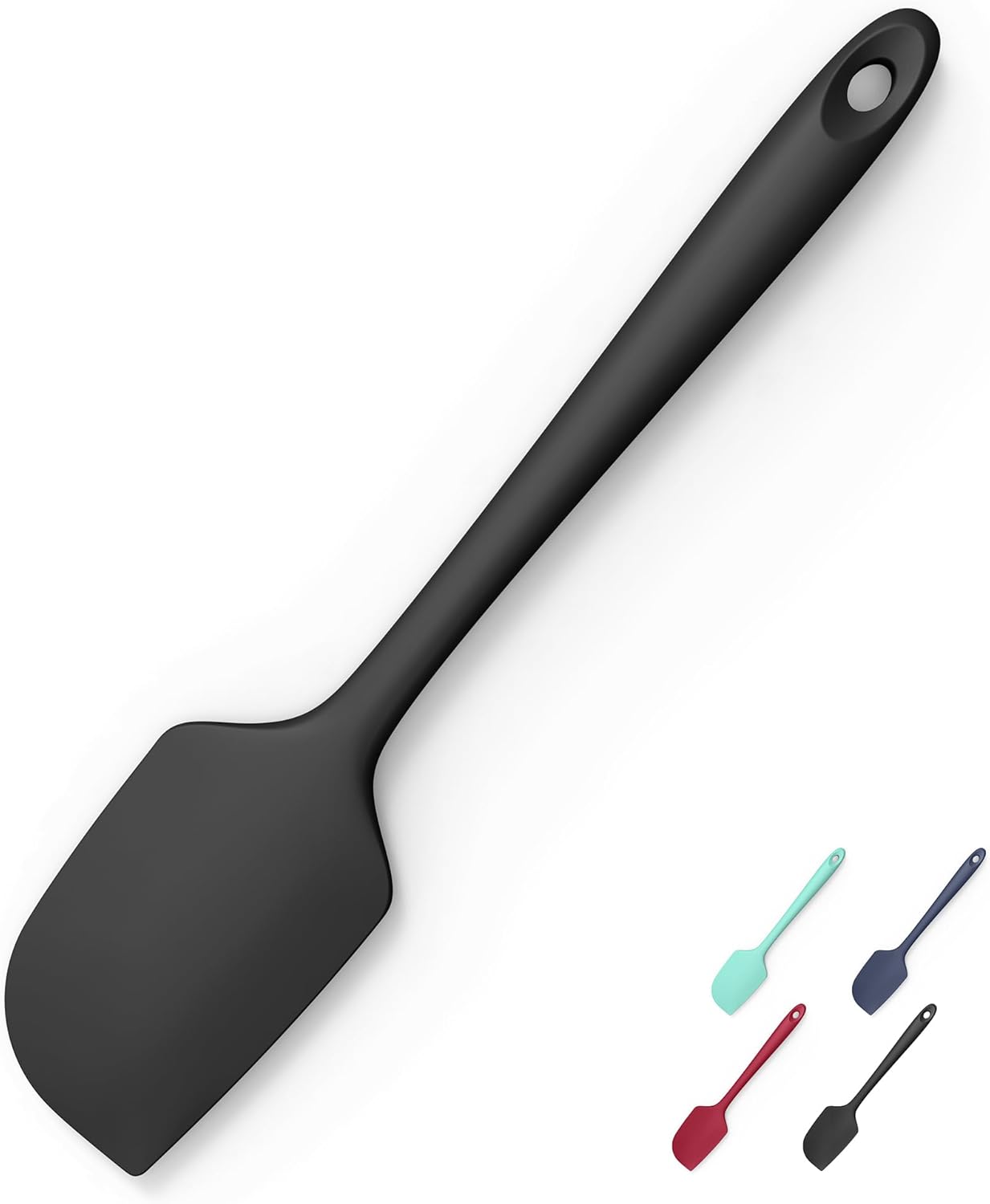 2-Piece Silicone Scraper & Spoon Spatulas: Doosu 600°F Heat Resistant Food Grade BPA Free Rubber Baking Flat Spatula Kitchen Cooking Spoonula for Mixing Scraping Folding Stirring Serving (Aqua Sky)