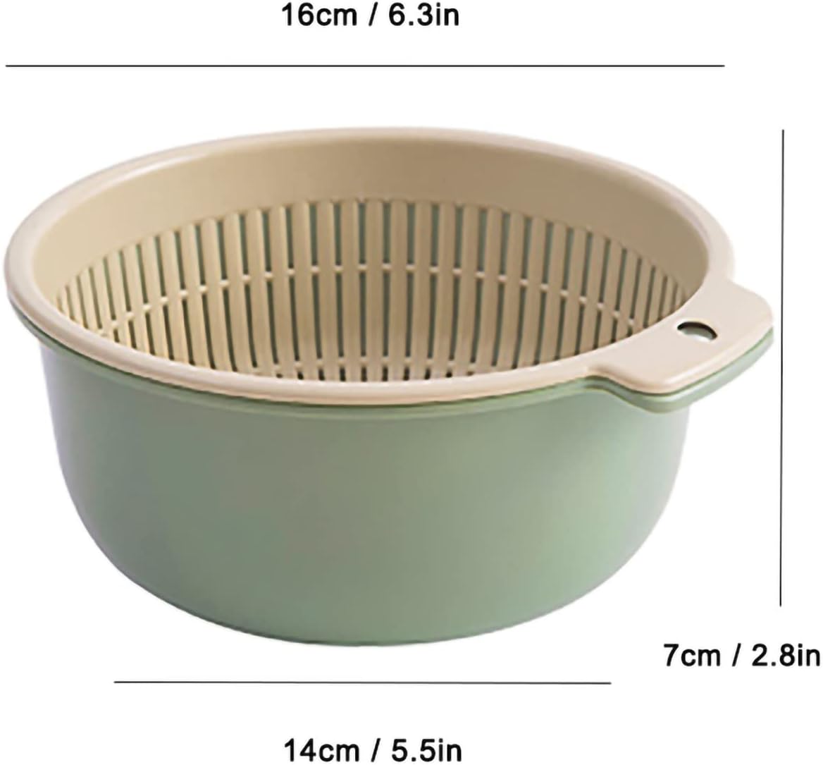 Colander Bowl Set of 2, Double Layered Plastic Food Strainer Fruit and Vegetable Washing Basket Pasta Drainer Kitchen Colander for Washing Draining and Serving