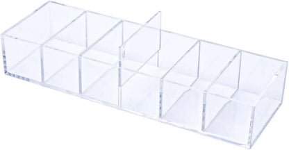 NatSumeBasics Clear Acrylic Drawer Organizer with 6 Compartments, 3.3" Width Desk Storage for Office Accessories, Not for Credit & Business Cards
