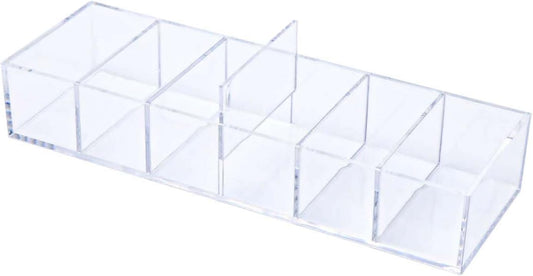 NatSumeBasics Clear Acrylic Drawer Organizer with 6 Compartments, 3.3" Width Desk Storage for Office Accessories, Not for Credit & Business Cards