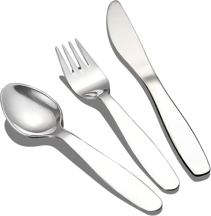 VANRA 2 Pieces Children Fork Spoon Set with Travel Case for Lunch Box, 18/8 Stainless Steel Kids Silverware Flatware Set Kids Utensil Set for School, 5.9in (Fork Spoon)