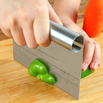 RUPOHIU Dough Scraper for Baking, Stainless Steel Bench Scraper with Measuring Scale - Pizza Cutter, Pastry Chopper for Bread, Cake and Dough, Food Scraper Tool