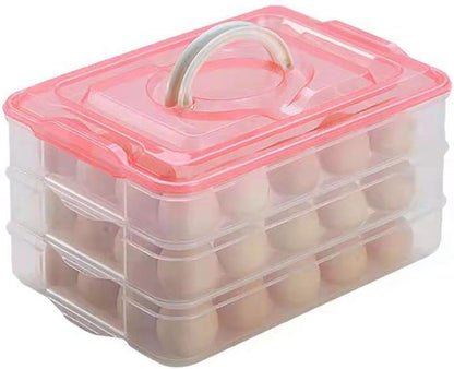 Deviled Egg Tray with Lid, 2-Layer, Stackable Egg Carrier Holder for Refrigerator, Camping Food Storage Container with Handle, Large, 40 eggs(transparent)