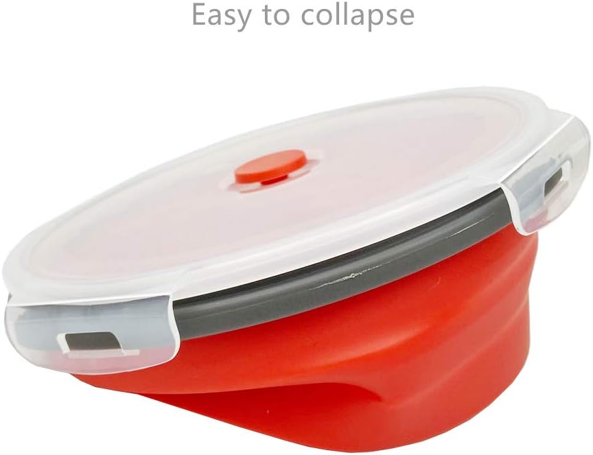 CARTINTS 1200ml Large Collapsible Meal Prep Containers, Reusable Silicone Food Storage Containers, Stackable Fridge Storage Containers, With Leakproof Lids, Microwave and Freezer Safe, Blue