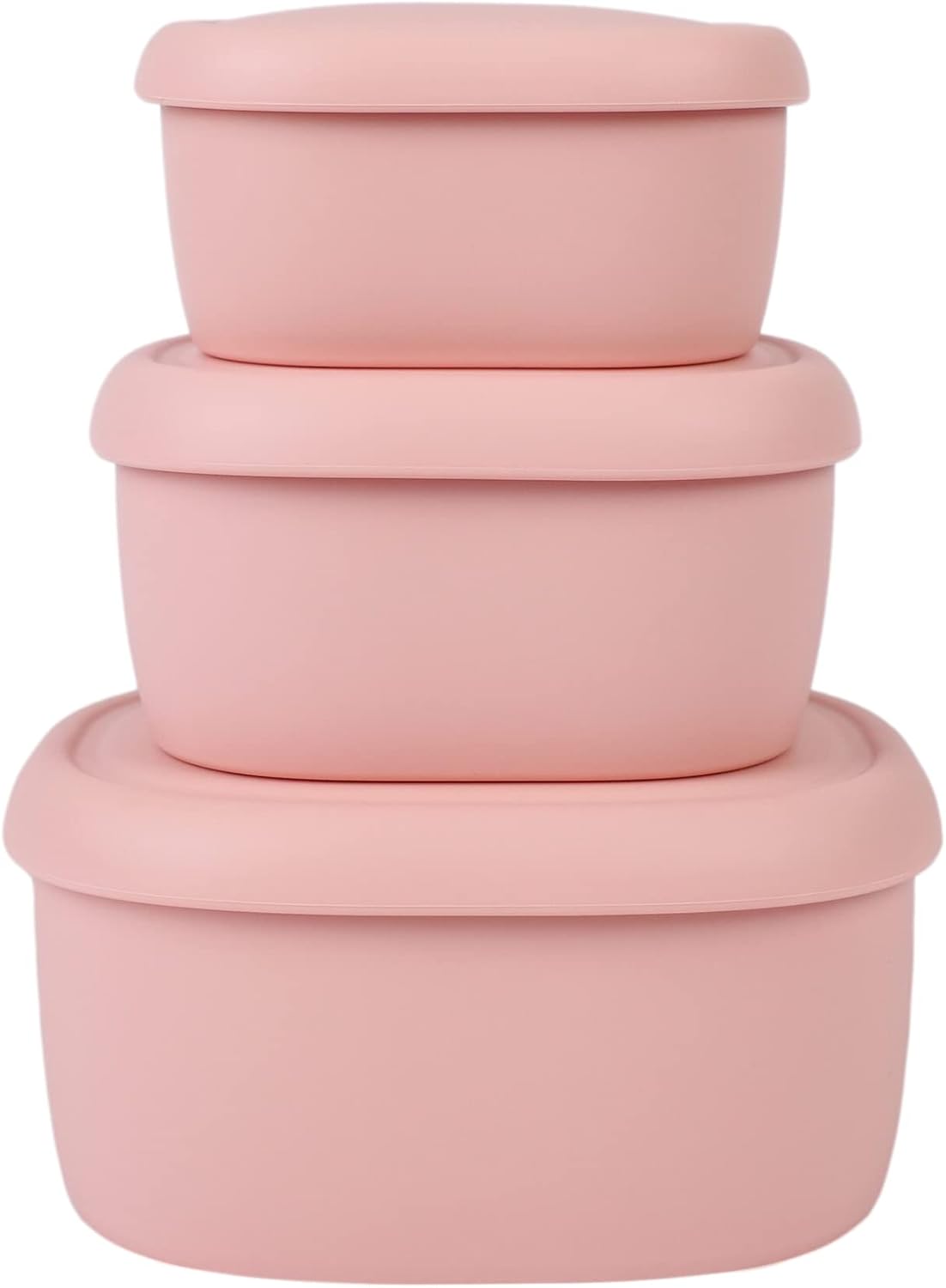 BLUE GINKGO Nesting Silicone Containers - Set of 3 Hard-Shell Silicone Food Storage Containers | BPA Free, Airtight, Dishwasher and Freezer Safe (6.7oz, 10oz, 20oz) - Green