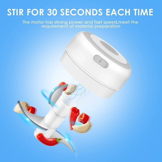 Electric Garlic Chopper, 30W Powerful Wireless Food Processor, 250ml Bowl