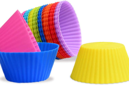 24 Pack Silicone Baking Cups Reusable Muffin Liners Non-Stick Cup Cake Molds Set Cupcake Silicone Liner Standard Size Silicone Cupcake Holder Silicon Cups for Baking Bpa Free (4 Colors)