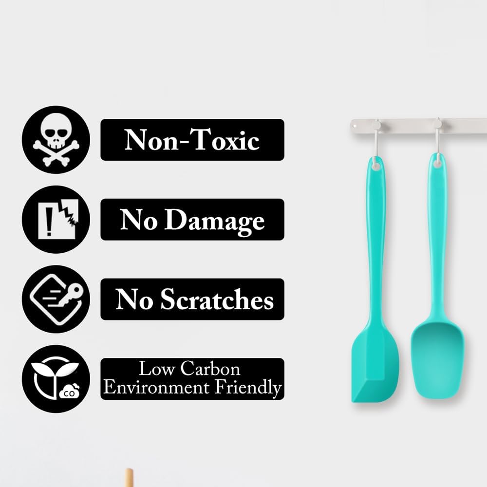 5-Pack Silicone Spatula Set – Heat-Resistant Baking, Cooking & Mixing Tools, Seamless Design, Non-Stick & Easy to Clean, Aqua Sky