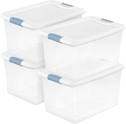 Sterilite 6-Pack Latching Box, Under Bed Storage Bins with Lids, Clear Plastic, 25 Quart - Heavy-Duty Organizing Containers for Closet, Bathroom, and Office