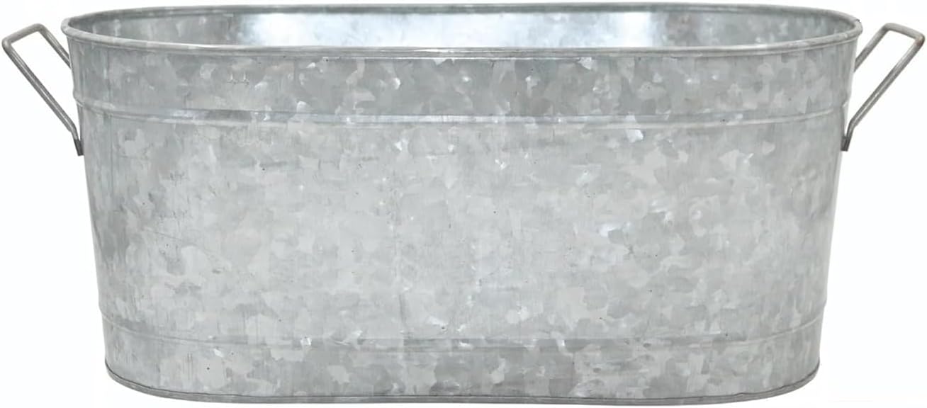 Hosley Galvanized Carry All Kitchen Utensil Caddy Serve Ware 13 Inch Long. Ideal for Floral Arrangements Party Garden Patio. O4