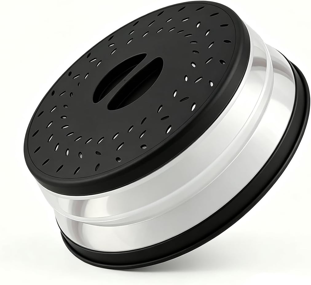 Small Collapsible Microwave Splatter Cover(black, 8 IN)
