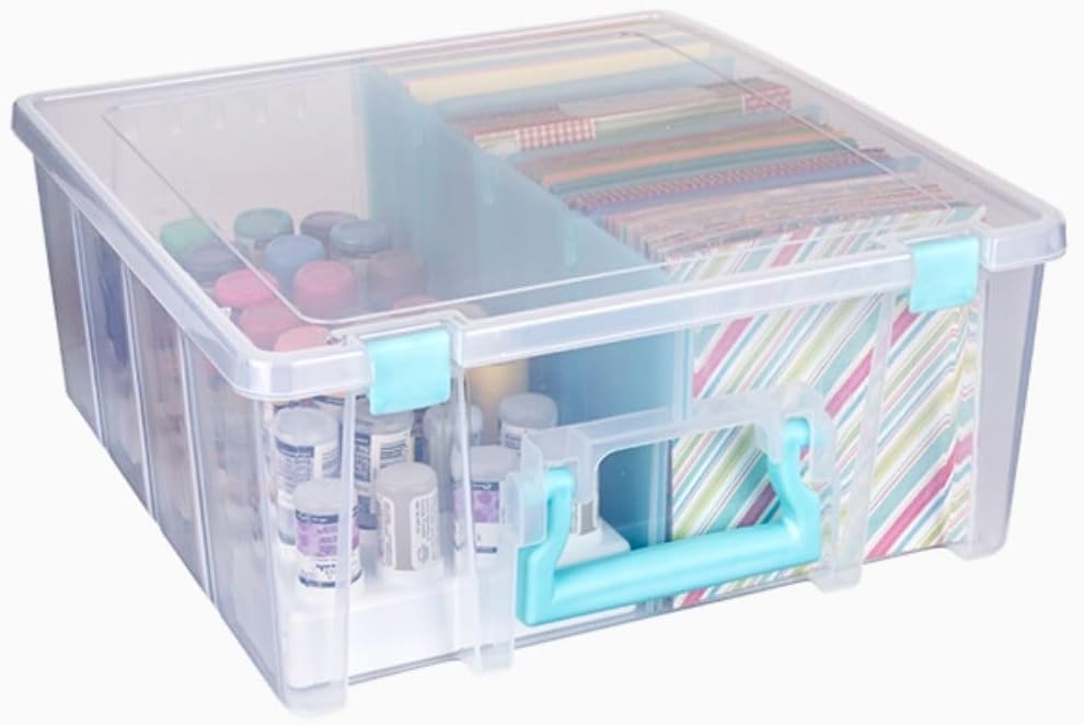 ArtBin 6990SO Super Satchel Double Deep Compartment Box - Art Storage with 8 Removable Compartments, Smart Closure for Craft Supplies (Gold - Pack of 1)