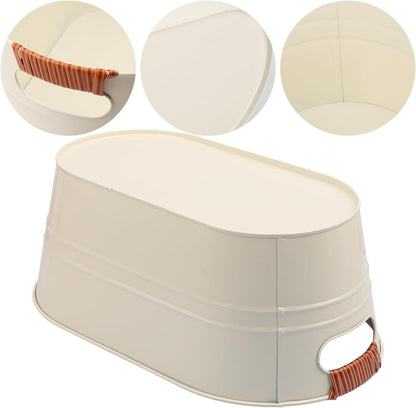 3 Pack 15.3" x 9" x 6" Yellow Metal Galvanized Tub with Handles, 3 Gallon Large Beverage Tubs for Parties, Beer, Wine, and Cocktails, Rust-Proof and Durable Ice Buckets