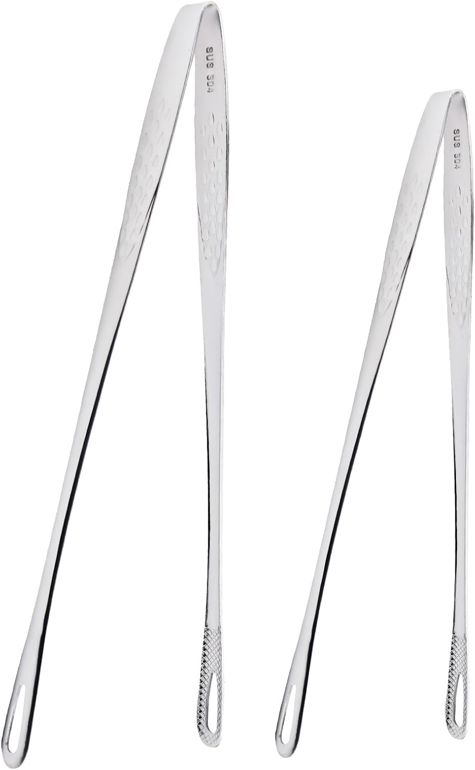 2 Pcs Stainless Steel BBQ Grill Tongs, Kitchen Tongs for Cooking, 11 inch & 9.4 inch Grill Tongs Set, BBQ Tweezers, Cooking Clamp Tool for Grilling Steak Vegetables Salad, Clip Head Hollow Design