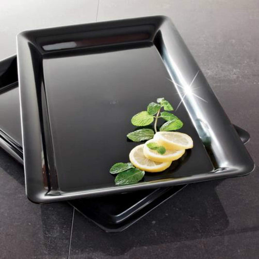 4 Rectangle White Plastic Heavy Duty Serving Trays 12" x 18" Decorative Wedding & Party Platters