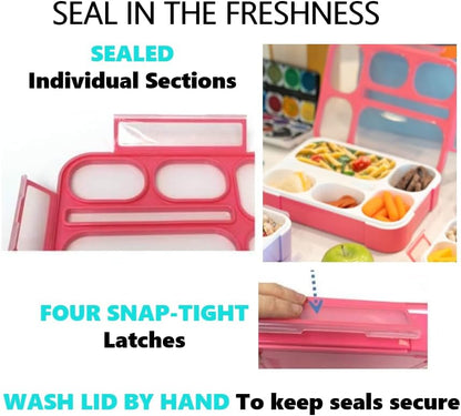 kinsho Bento Lunch-Box Set for Kids includes Snack Container | 6 and 3 Compartment Boxes Leakproof School Bentos, Meal Portion Control Containers, Boys Girls Adults, Navy Blue Large + MINI 2 Pack Set
