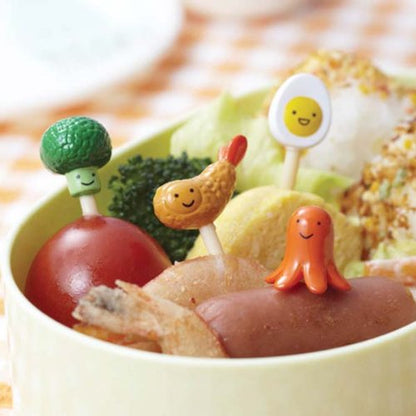 CuteZCute Bento 3D Food Pick, 8-Piece, Broccoli, Octopus, Fried Shrimp, Egg