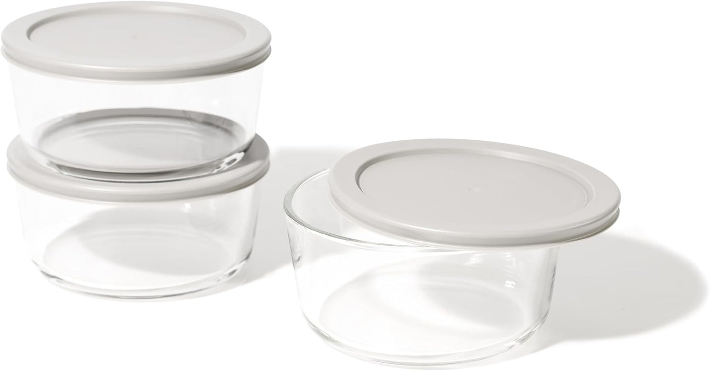 6-Piece Glass Food Storage Containers Set (3 Containers + 3 BPA-Free Lids) | 2-Cup, Leakproof | Microwave, Freezer, Oven & Dishwasher Safe | Ideal for Meal Prep & Pantry Organization, Pistachio