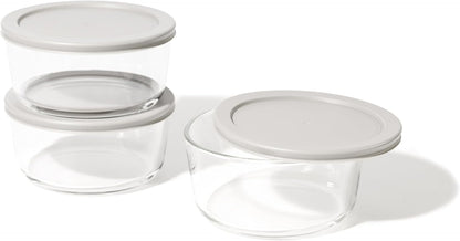 6-Piece Glass Food Storage Containers Set (3 Containers + 3 BPA-Free Lids) | 2-Cup, Leakproof | Microwave, Freezer, Oven & Dishwasher Safe | Ideal for Meal Prep & Pantry Organization, Pistachio