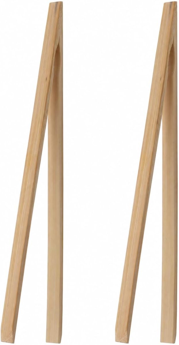 HIC Kitchen Toast Tongs, Natural Bamboo, 6.5-Inches