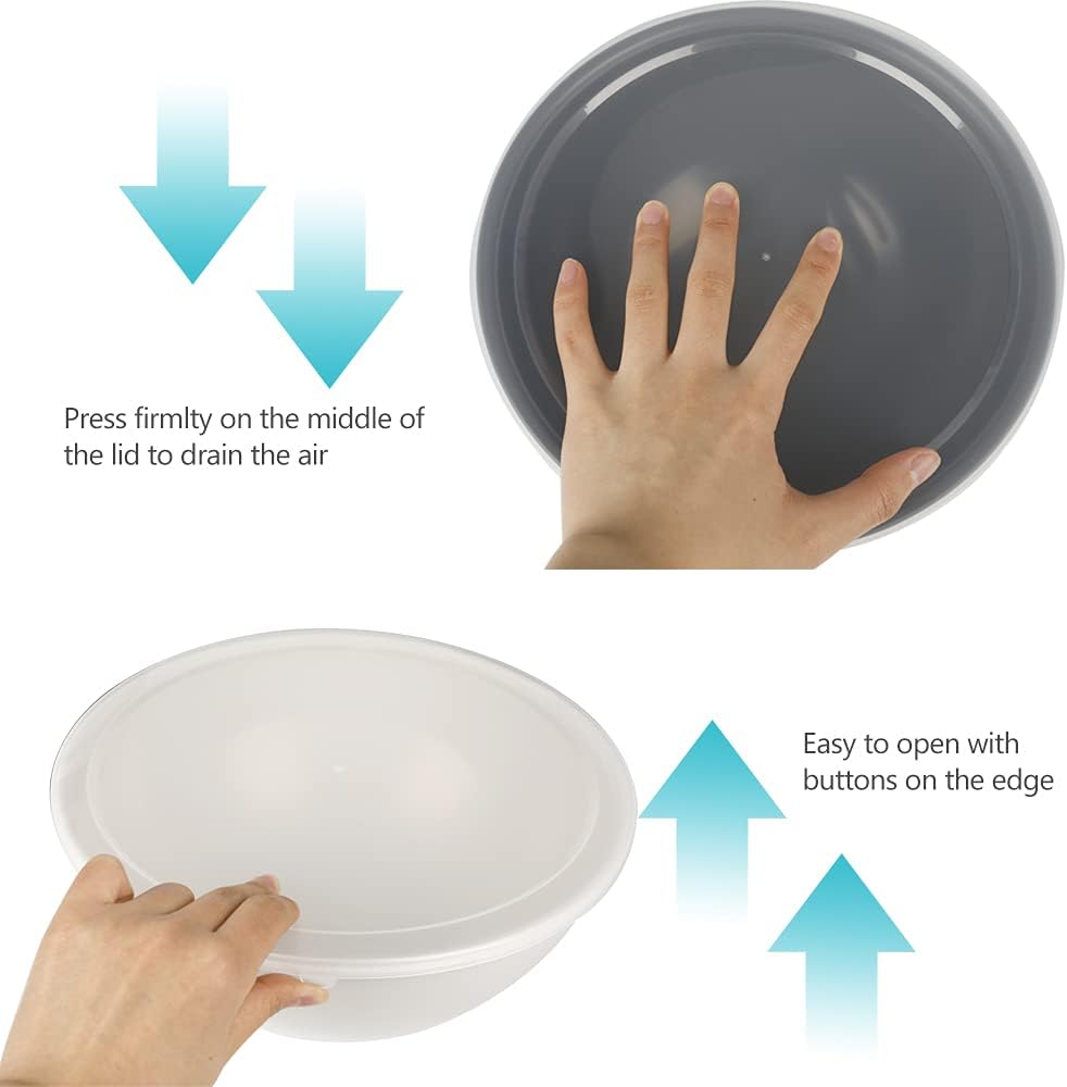 BoxedHome BPA Free Plastic Round Mixing Bowl with Lids, 12 Pack Nesting Bowls with Lids Set, Microwave and Dishwasher Safe Prep & Serving Bowls Great for Mixing, Baking, Serving (pinkish green, 12pcs)