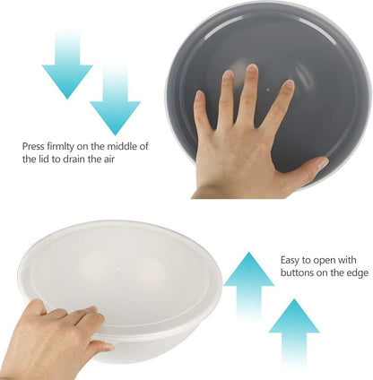 BoxedHome BPA Free Plastic Round Mixing Bowl with Lids, 12 Pack Nesting Bowls with Lids Set, Microwave and Dishwasher Safe Prep & Serving Bowls Great for Mixing, Baking, Serving (pinkish green, 12pcs)