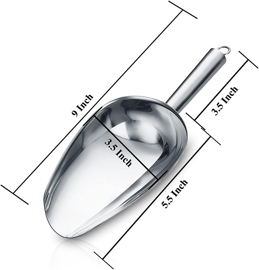 Gold Ice Scoop, Fashion Ice Cream Scoop, Premium Stainless Steel Cookie Scoop, Dog Food Scoop, Sturdy Flour Scoop, Utility Candy Scoop, Dishwasher Safe (8oz/9 Inch)