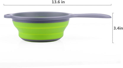 ZOER Kitchen Foldable Pasta Strainers,Collapsible Colanders with Handles,Space-Saver Folding Silicone Strainers Colander,Capacity of 2 quart (Green)