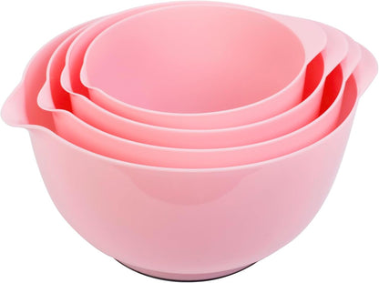 BoxedHome Nesting Plastic Mixing Bowl Set With Pour Spout, Microwave and Dishwasher Safe, BPA free Non-Slip Base, Set of 4 Size 1.7, 2.5, 3.5 and 4.5qt, Great for Prepping, Baking, Cooking (Dark Blue)