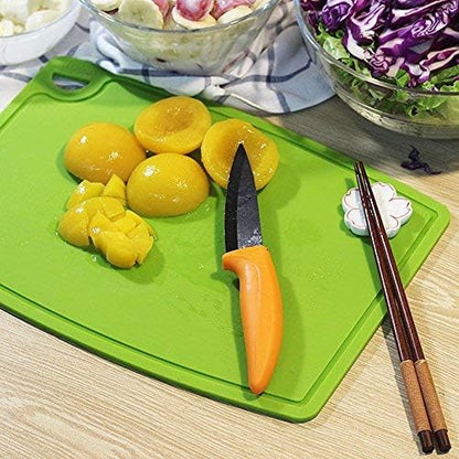 Liflicon Thick Cutting Boards for Kitchen Silicone Chopping Board Set of 2 Mid 12.6'' x 9.1”,Mini 9.1”x7.1” Non-slip Deep Drip Juice Groove Easy Grip Handle,Dishwasher Safe-Red