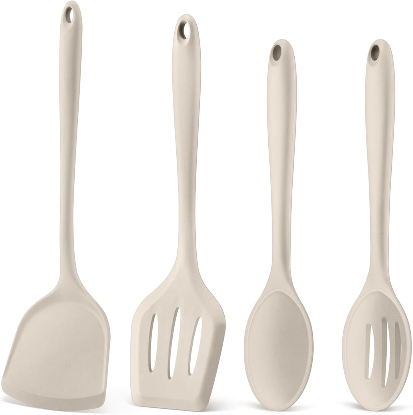 P&P CHEF Kitchen Utensil Set, 4 Pieces Non-stick Silicone Cooking Utensils, Heat-resistant Slotted Solid Spoon Turner for Frying, Mixing, Serving, Non-toxic & Easy to Clean, Blue