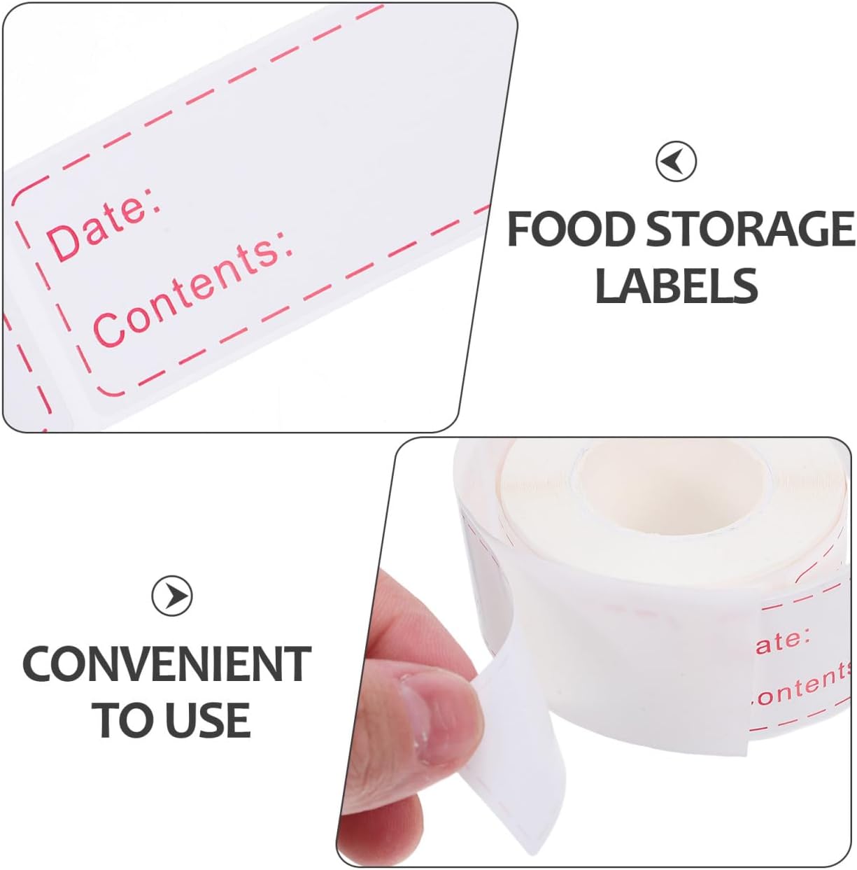 Removable Freezer Labels Date Content Label Stickers for Food Storage Kitchen Fridge Labels for Containers Food Label Stickers for Recording Date Content and Expiration 1 Roll