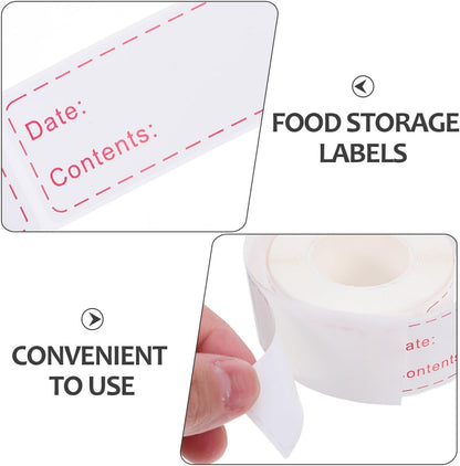 Removable Freezer Labels Date Content Label Stickers for Food Storage Kitchen Fridge Labels for Containers Food Label Stickers for Recording Date Content and Expiration 1 Roll