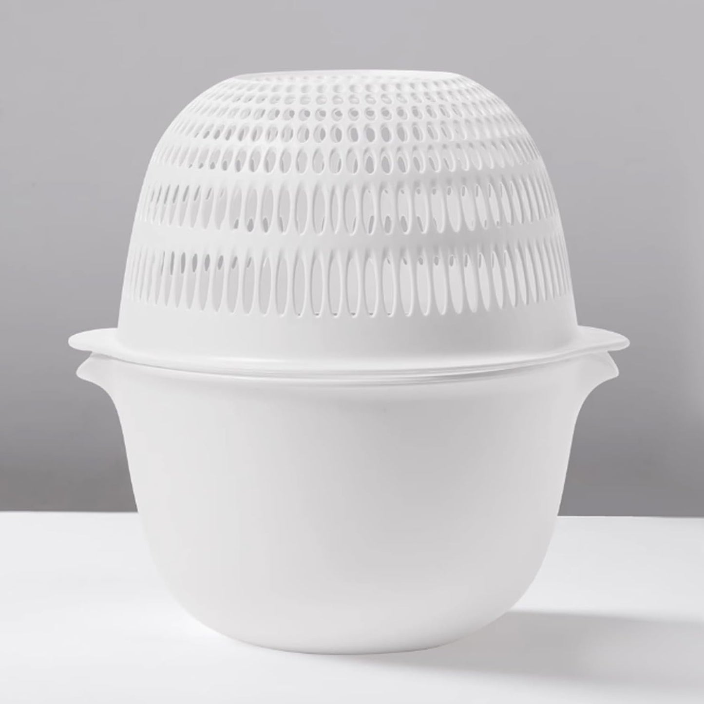2 Sets 3 Qt，2 in 1 Kitchen Colander Set with Bowl Strainer ，BPA Free Plastic Fruits and Vegetable Washing Basket,Dishwasher Friendly Double Layered Drain Basin,for Pasta, Noodles, Rice and Food (Grey)